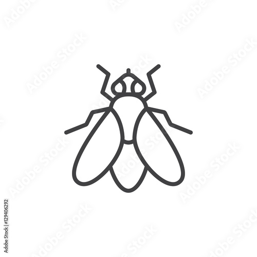 Leinwand Poster Fly line icon, outline vector sign, linear pictogram isolated on white