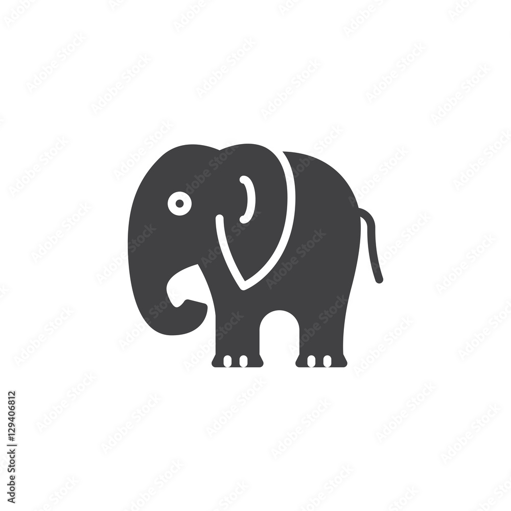Elephant icon vector, filled flat sign, solid pictogram isolated on white. Symbol, logo illustration