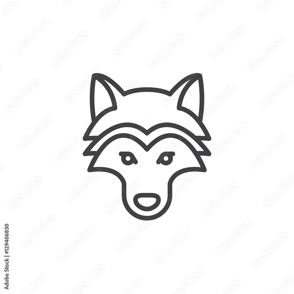 Wolf head line icon, outline vector sign, linear pictogram isolated on white. Symbol, logo illustration Wolf head line icon, outline vector sign, linear pictogram isolated on white. Symbol, logo illustration