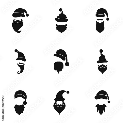 Santa Claus hat icons set. Simple illustration of 9 Santa Claus hat vector icons for web