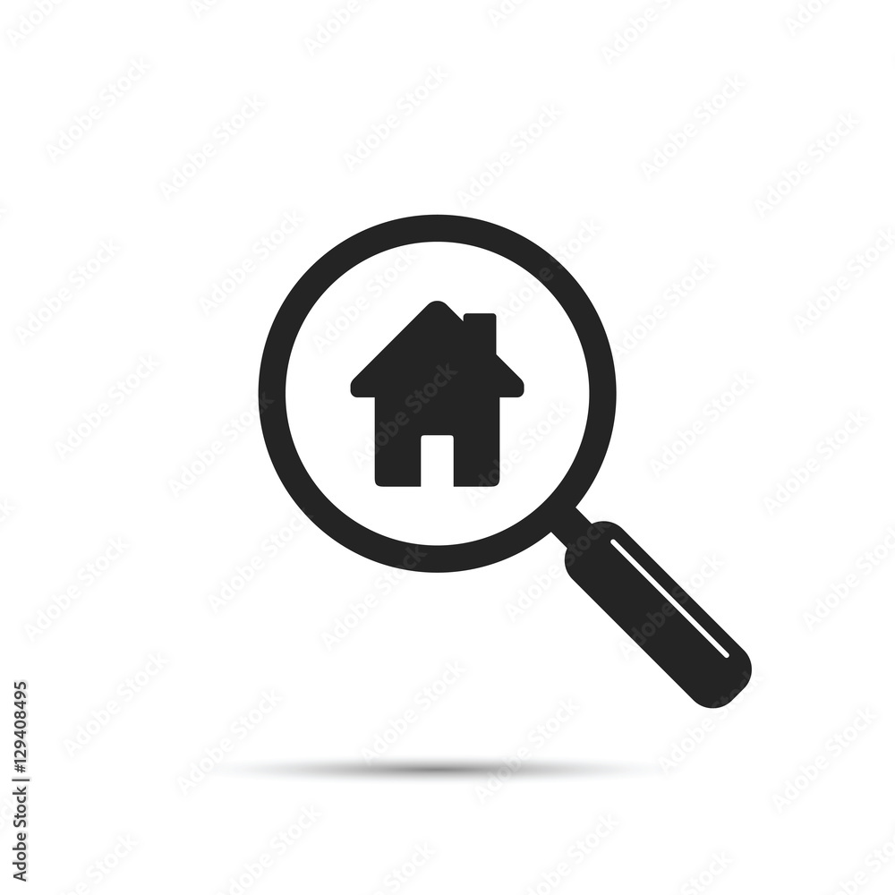 Search for house icon, vector. House and magnifying glass illustration.  Stock Vector | Adobe Stock