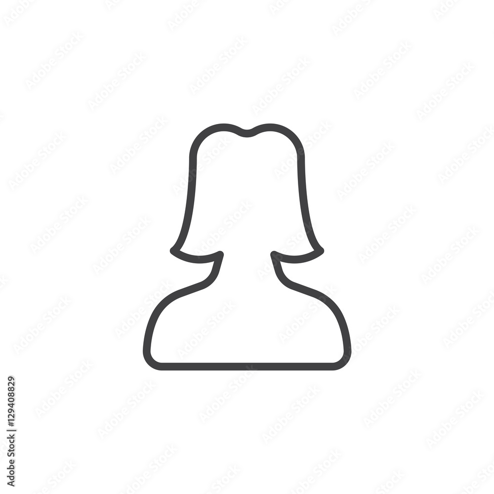 Fototapeta premium User account female line icon, outline vector sign, linear pictogram isolated on white. Symbol, logo illustration