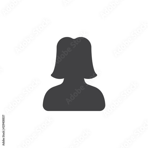 User account female icon vector, filled flat sign, solid pictogram isolated on white. Symbol, logo illustration