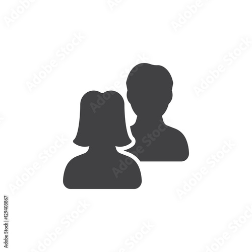 Users, friends icon vector, filled flat sign, solid pictogram isolated on white. Symbol, logo illustration