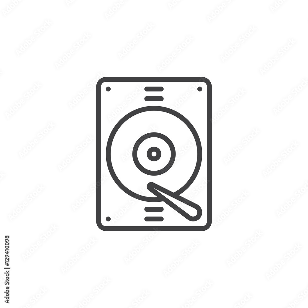 Hard drive line icon, outline vector sign, linear pictogram isolated on white. Symbol, logo illustration Hard drive line icon, outline vector sign, linear pictogram isolated on white. Symbol, logo illustration