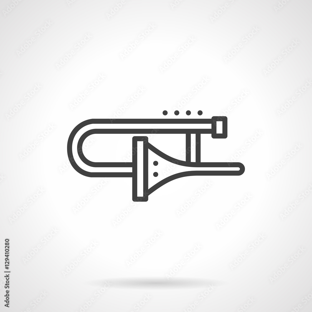 Trombone black simple line vector icon