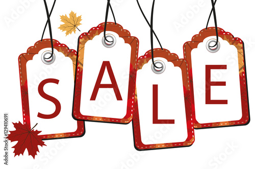 Fall Sale Label Autumn Leaves