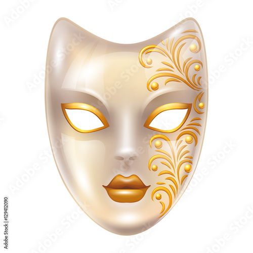 Carnival venetian masks decorated with golden ornaments