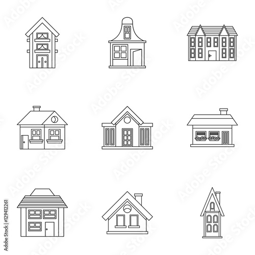 House icons set. Outline illustration of 9 house vector icons for web