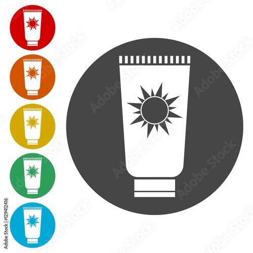 Sun Cream Icon, Sun protect vector flat icon 