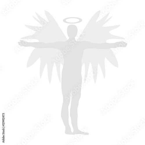 Angel Gray Icon Symbol Design. Vector illustration isolated on white background. Angel silhouette.