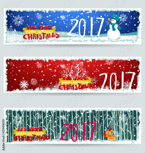 banner Happy new year 2017 and merry christmas