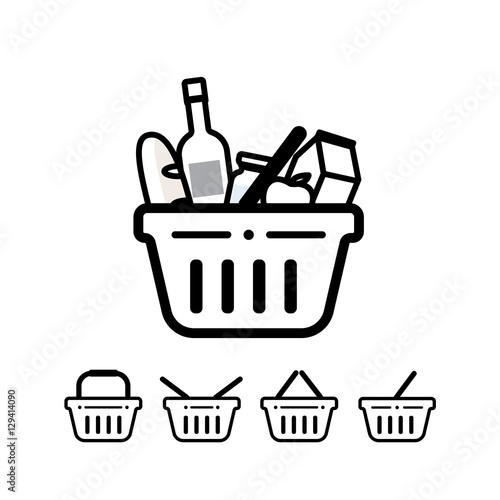 Grocery shopping basket icons