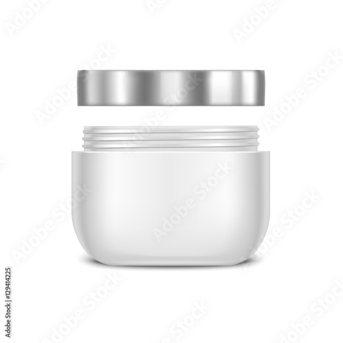Template Blank White Cream Jar. Vector