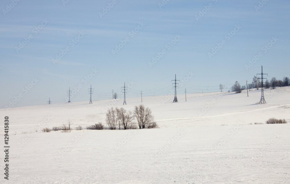 Power lines in the winter Power lines in the winter