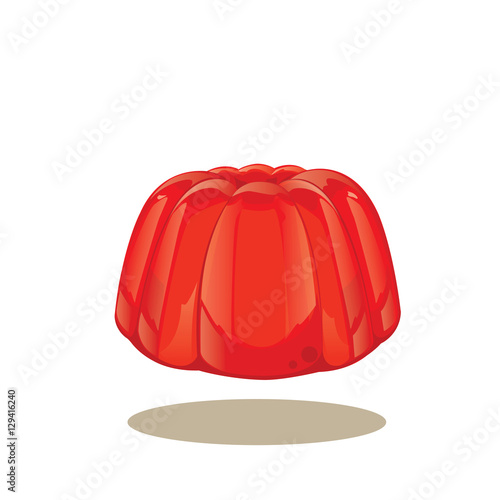 illustration vector . Red jelly pudding isolated on a white background.