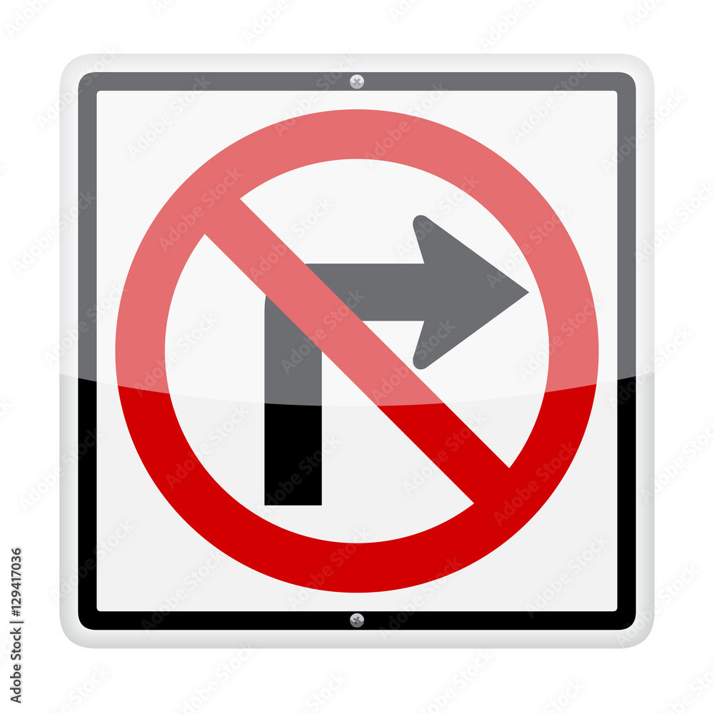 No right turn vector traffic sign isolated on white background No right turn vector traffic sign isolated on white background