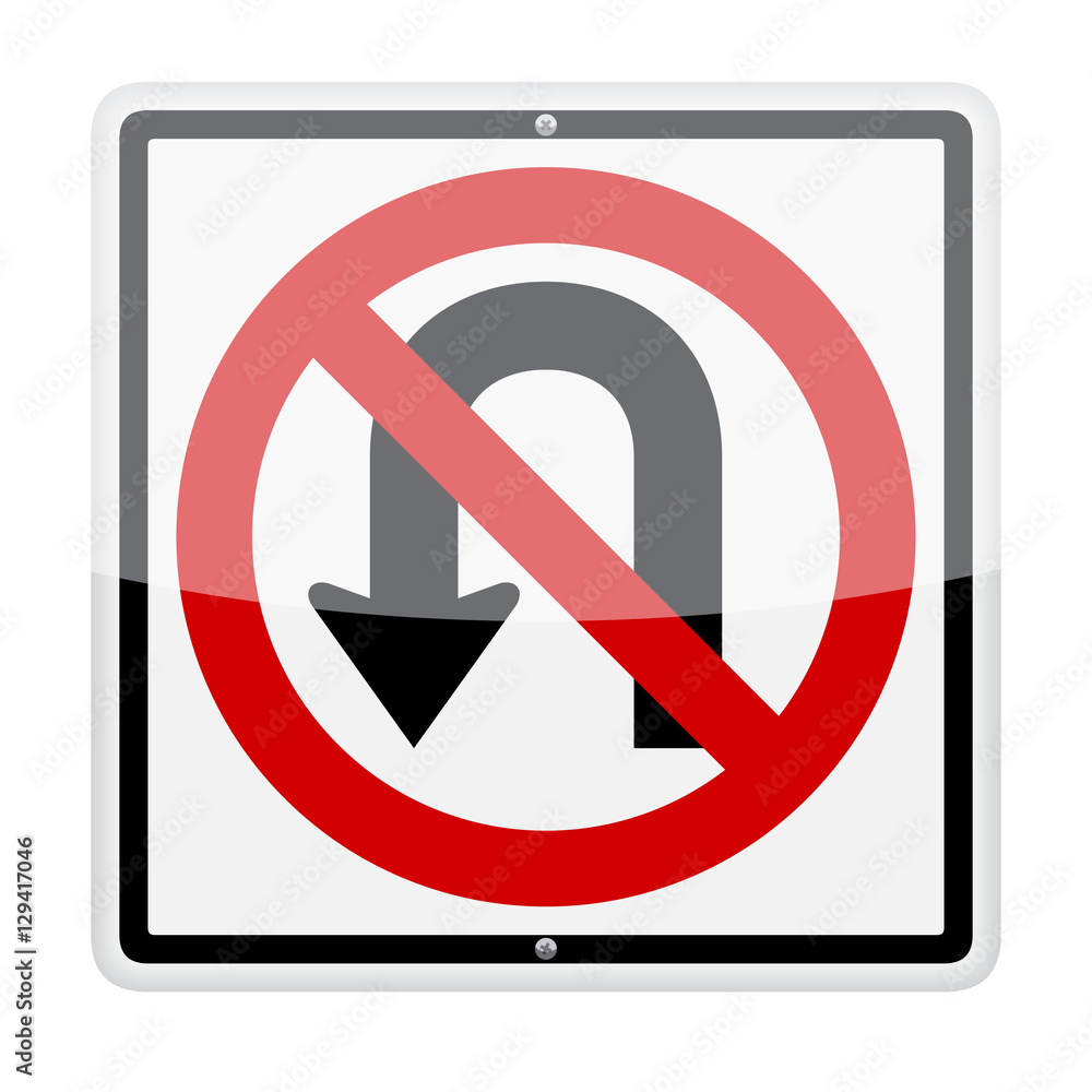 No U-turn vector traffic sign isolated on white background No U-turn vector traffic sign isolated on white background