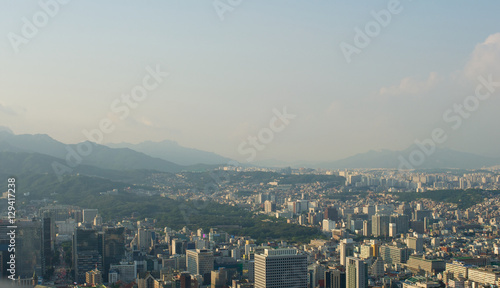 Wallpaper Mural Seoul city street view from top in summer Torontodigital.ca