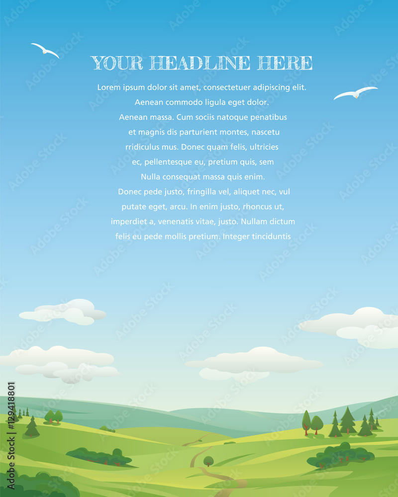 Idyllic landscape illustration template