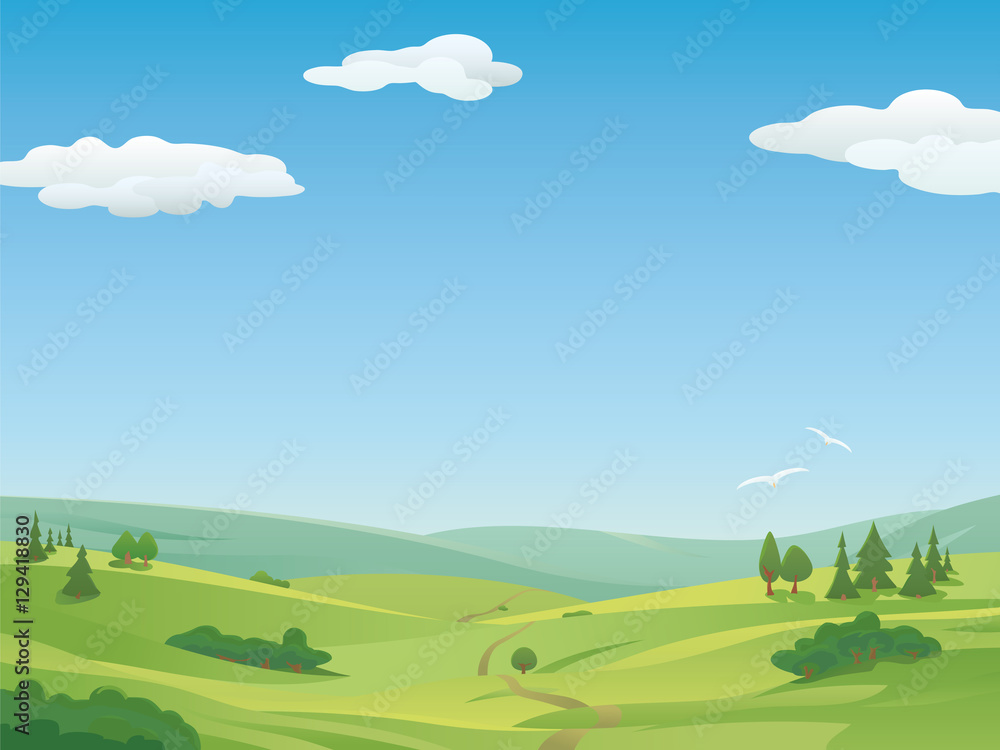 Idyllic landscape illustration