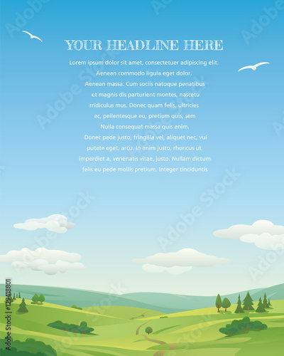 Idyllic landscape illustration template