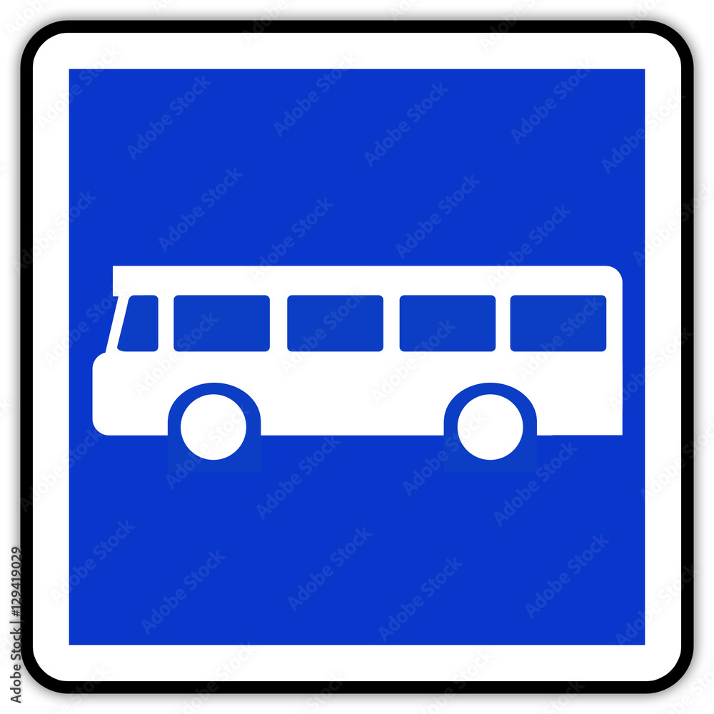 Panneau routier en France : Arrêt de bus, car et autocar Panneau routier en France : Arrêt de bus, car et autocar
