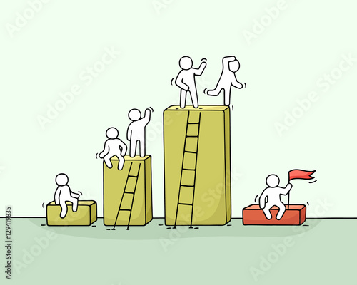 Cartoon diagramm with working little people.