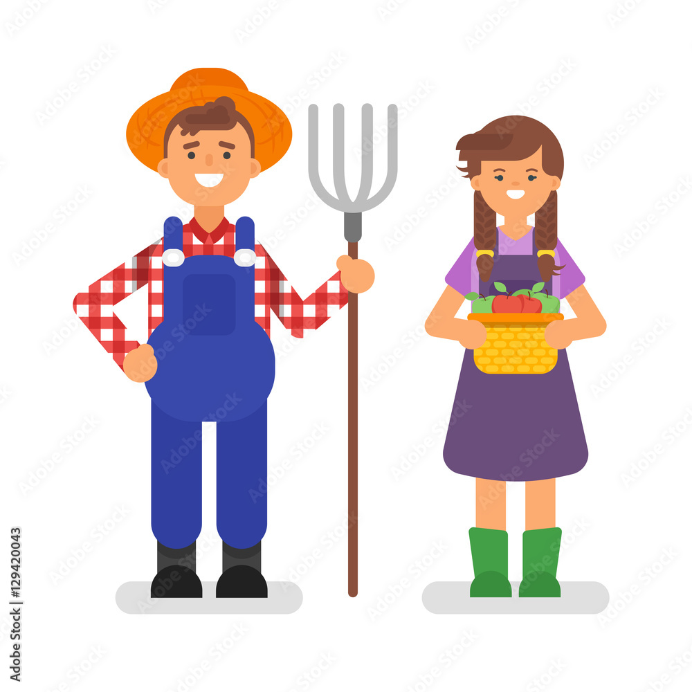 Vector flat style illustration of farmers. Vector flat style illustration of farmers.