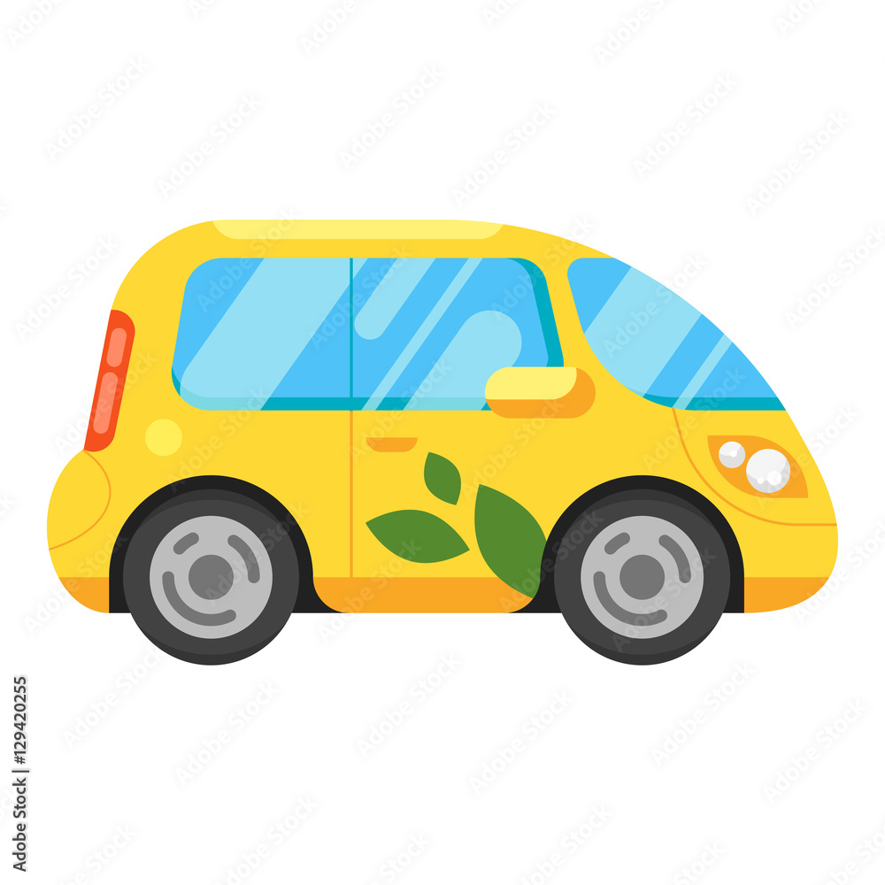 Vector flat style illustration of electric car. Vector flat style illustration of electric car.
