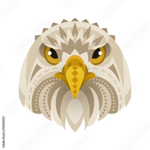 Vector flat style illustration of eagle face.