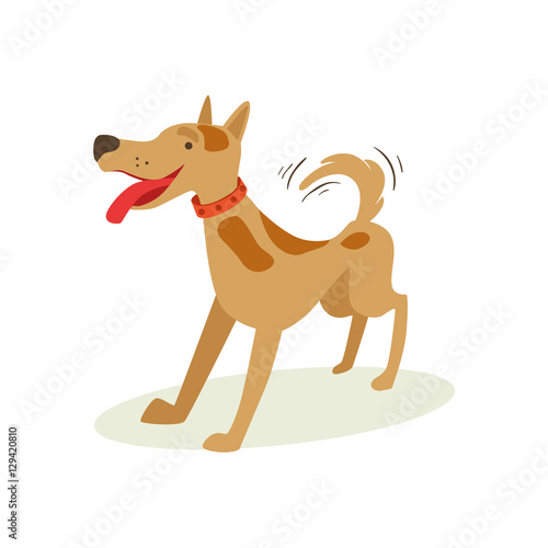 Excited Brown Pet Dog Wants To Play  Animal Emotion Cartoon Illustration