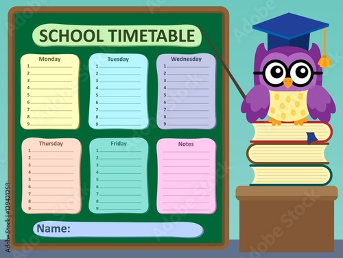 Weekly school timetable subject 2