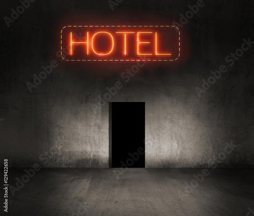 hotel neon sign in the night