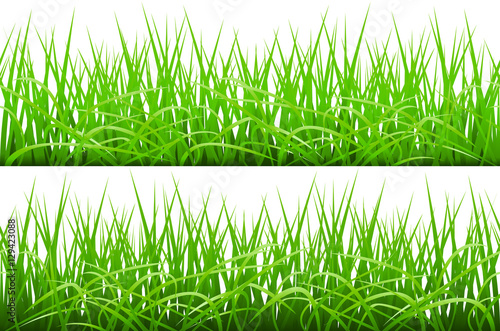 Green Grass Borders Set, Vector Illustration