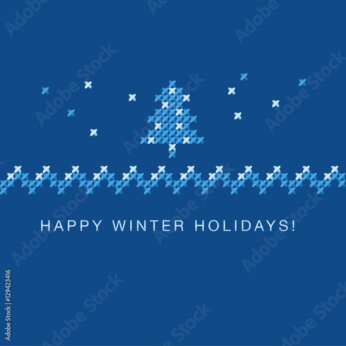 cross stitch xmas tree vect...