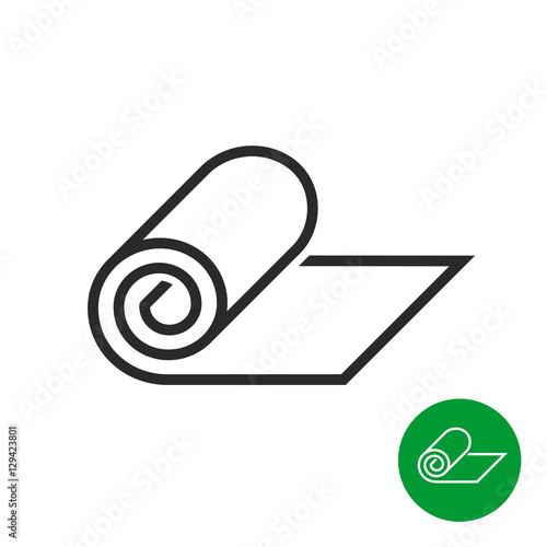 Roll of camping or fitness carpet icon