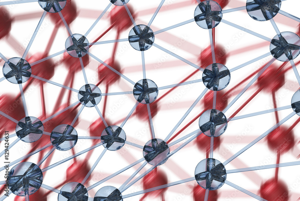 blue and blurred red glass Molecular geometric chaos abstract structure. Science technology network connection hi-tech background 3d rendering illustration blue and blurred red glass Molecular geometric chaos abstract structure. Science technology network connection hi-tech background 3d rendering illustration