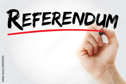 Hand writing Referendum with marker, concept background