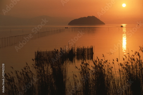 琵琶湖の夕日