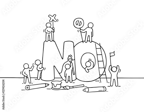 Sketch of  little people with big word No.