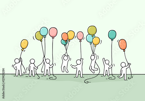 scene of workers with balloons