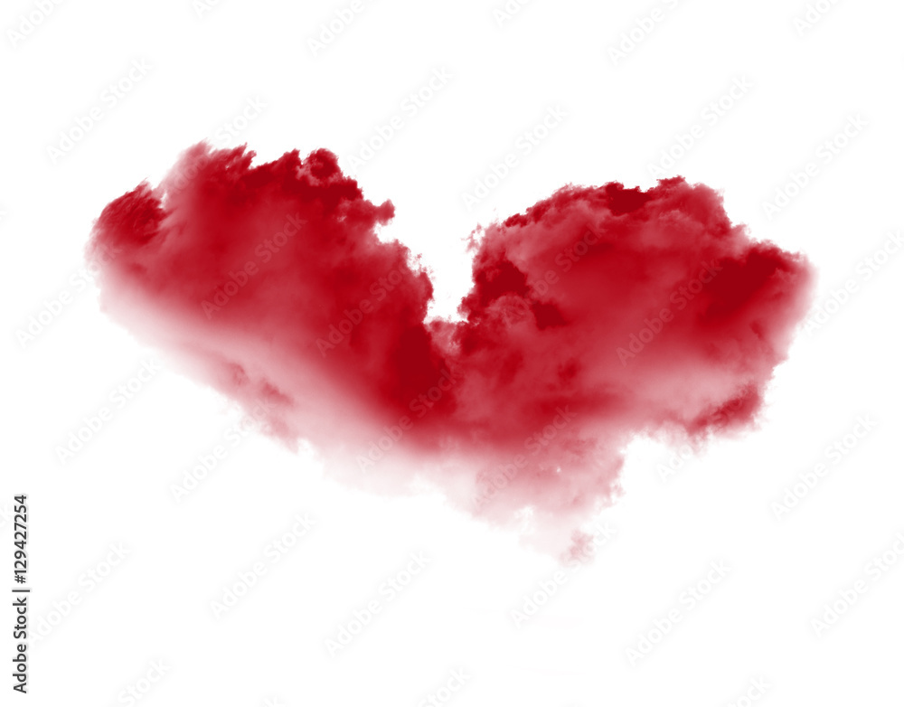 Cloud or red smoke on white background