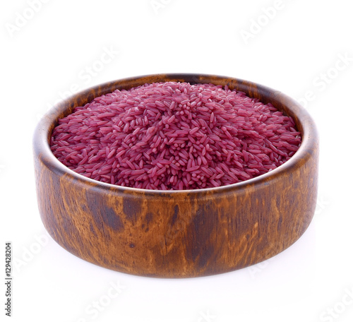 Purple  rice bowl wooden on white background