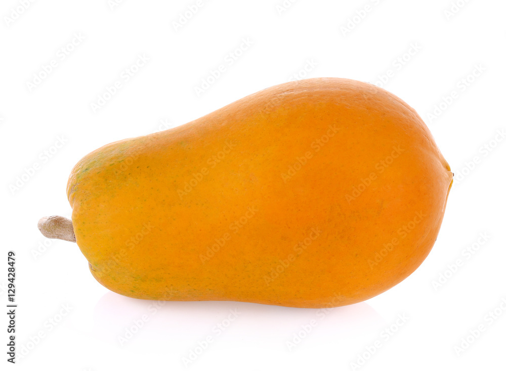 Ripe papaya on white background