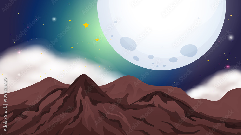 Obraz premium Nature scene with mountains at night