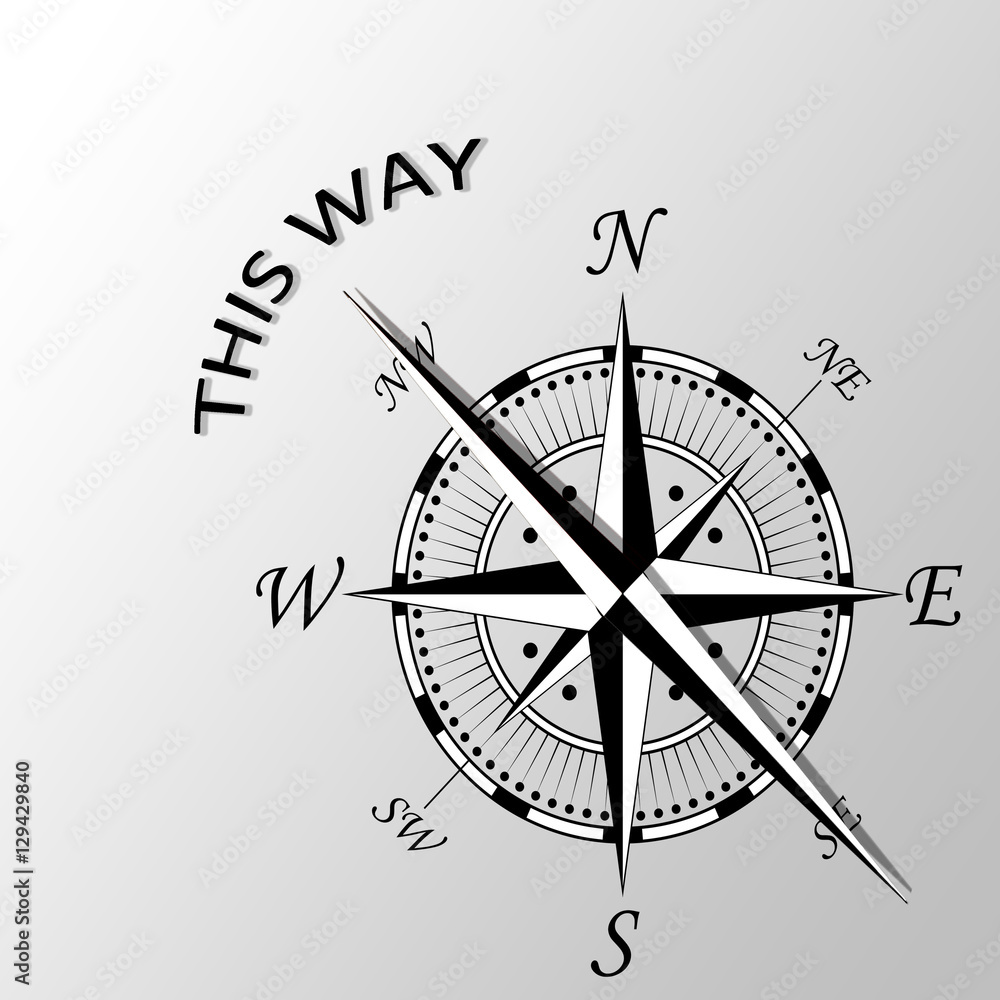 Illustration of this way written aside compass Illustration of this way written aside compass