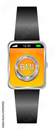 Smartwatch with BMI - Body Mass Index Button - 3D illustration