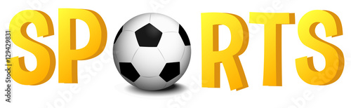 Font design with word sports with soccer ball