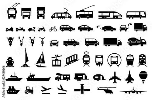Large transport icons set. flat symbols vector